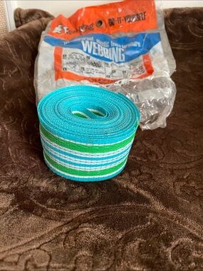 Frost King vintage Do-It-Yourself Webbing Roll - Blue and Green Striped